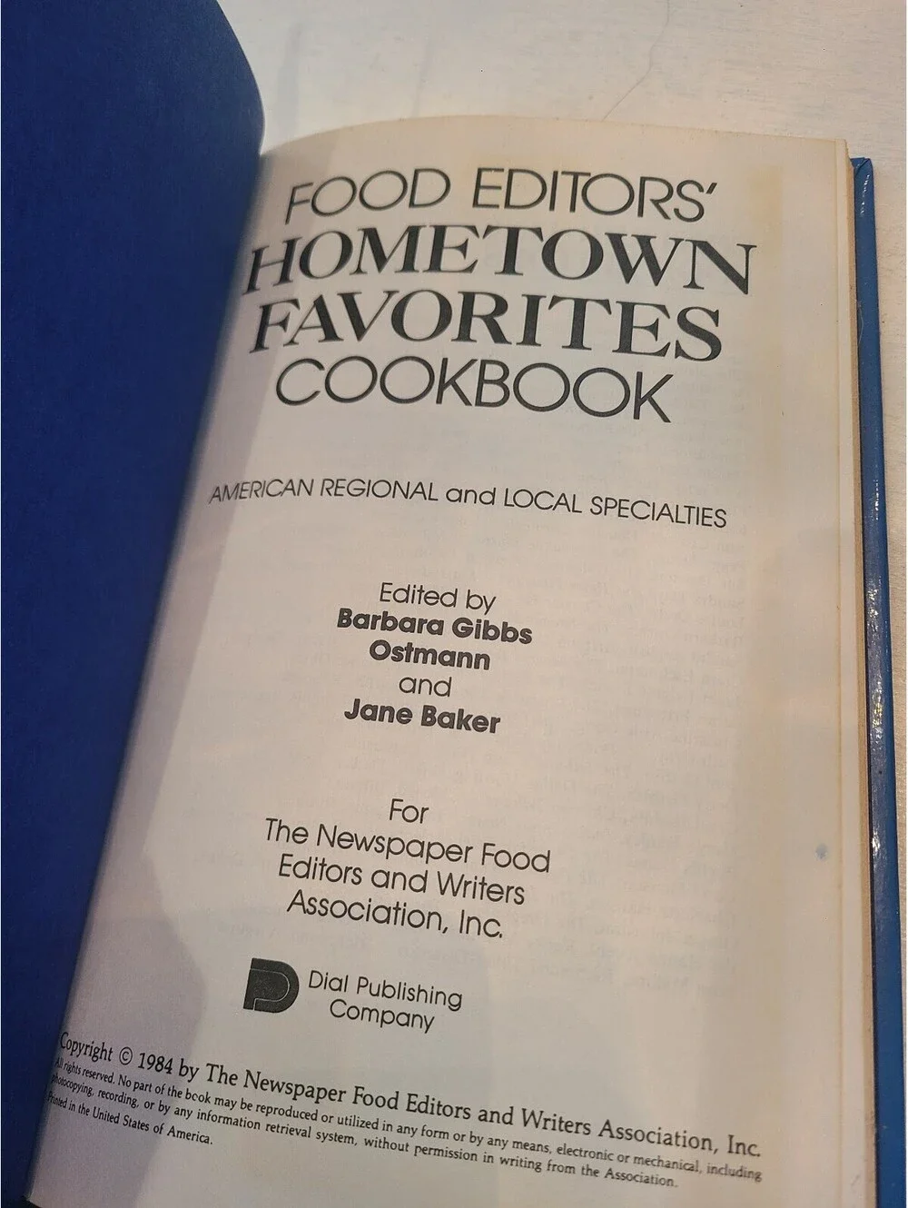 Food Editors Hometown Favorites Cookbook Vintage 1984 MADD
